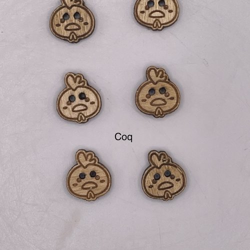 Bouton fantaisie en bois coq