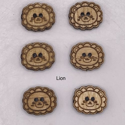 Bouton fantaisie en bois lion