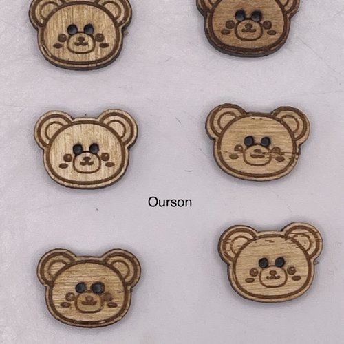 Bouton fantaisie en bois ourson