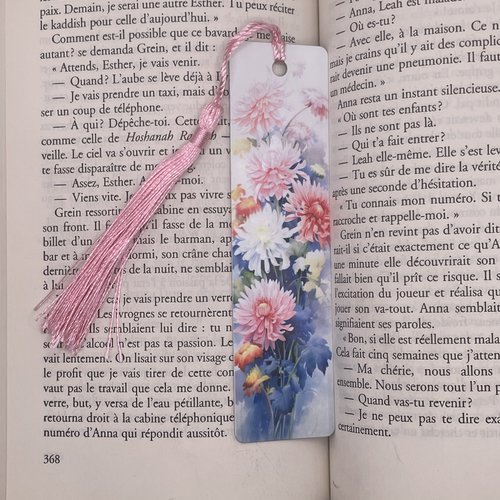 Marque pages en aluminium dahlias roses
