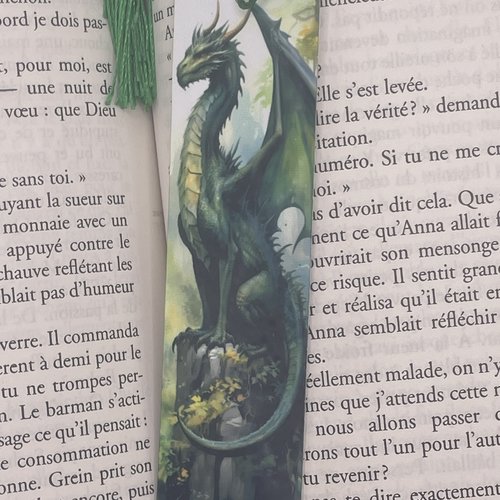 Marque pages en aluminium dragon vert