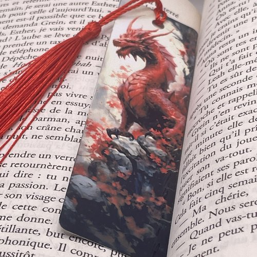 Marque pages en aluminium dragon rouge