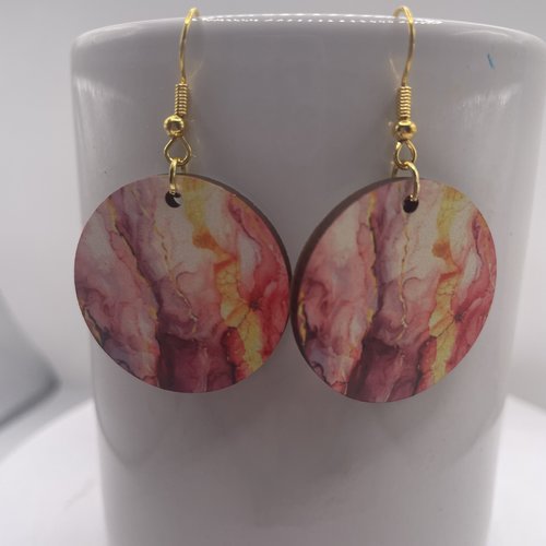 Boucles d’oreilles en bois rondes