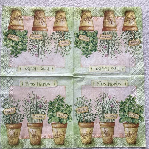 Serviette en papier herbes aromatiques