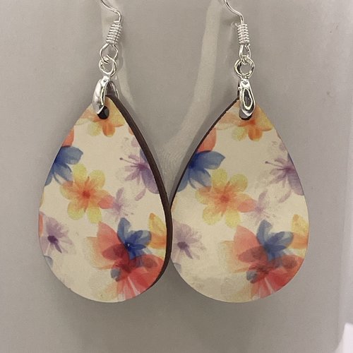 Boucles d’oreilles en bois "fleurs "