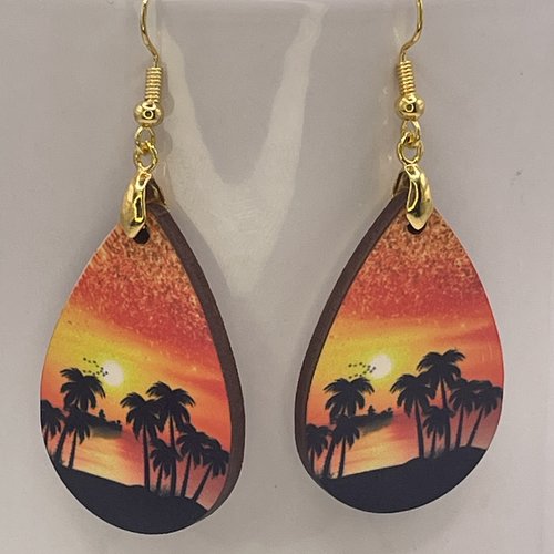Boucles d’oreilles en bois "coucher de soleil"