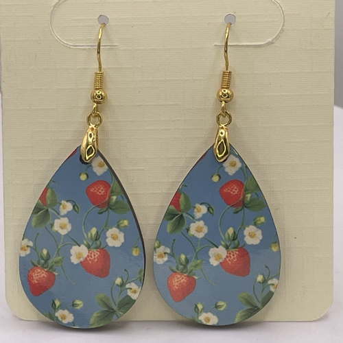 Boucles d’oreilles en bois "fraise"