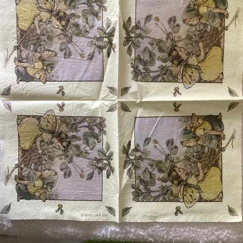 Serviette en papier elfes jaunes