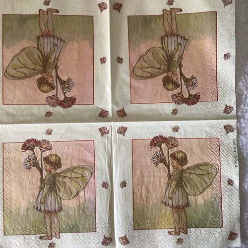 Serviette en papier elfe rose et pâquerette