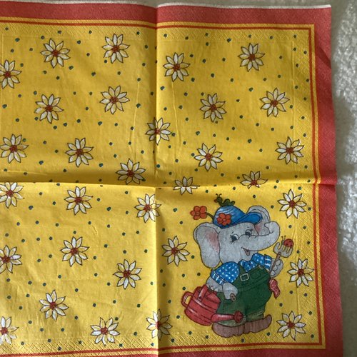 Serviette en papier éléphant marguerite