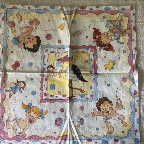 Serviette en papier cigogne bébé