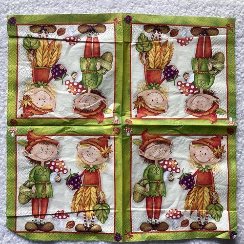 Serviette en papier lutin automne