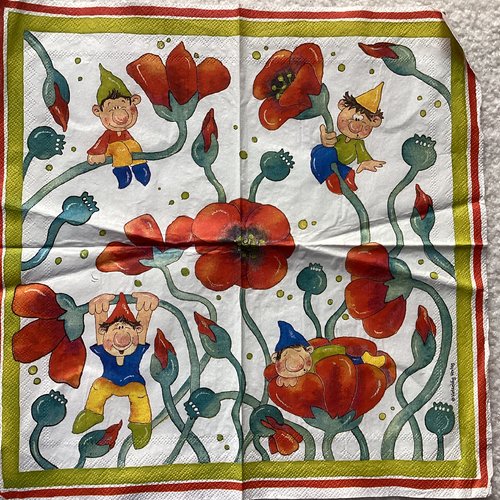 Serviette en papier lutin coquelicot