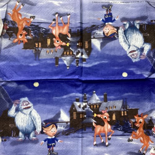 Serviette en papier yéti noël