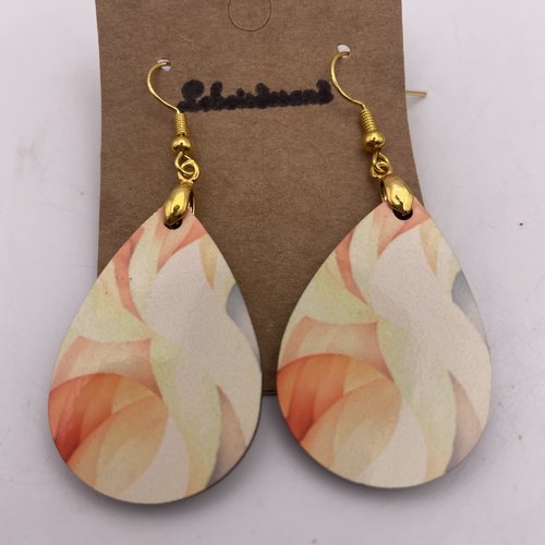 Boucles d’oreilles en bois gouttes pendantes