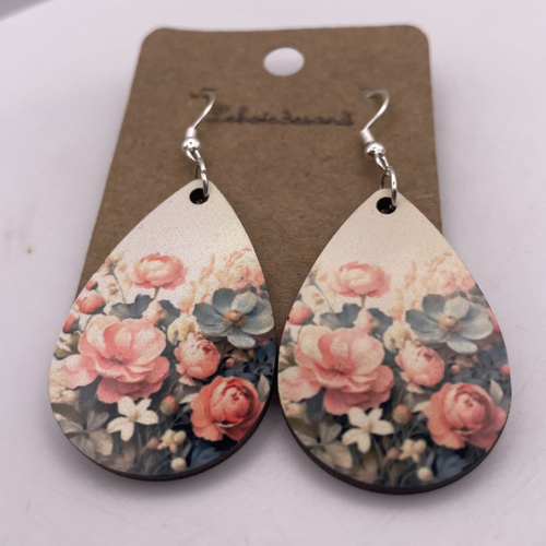 Boucles d’oreilles en bois gouttes pendantes