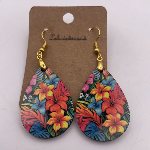 Boucles d’oreilles en bois gouttes pendantes