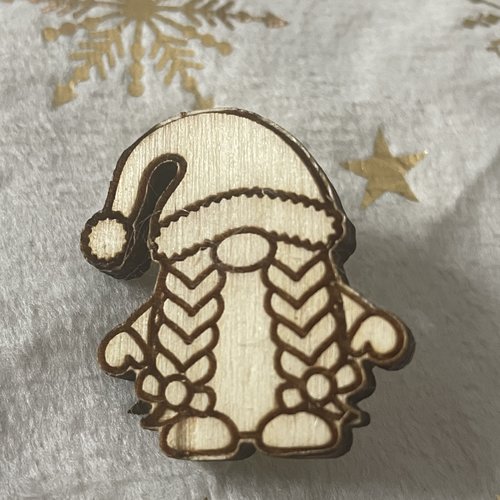Pin's en bois - collection noël gnomes