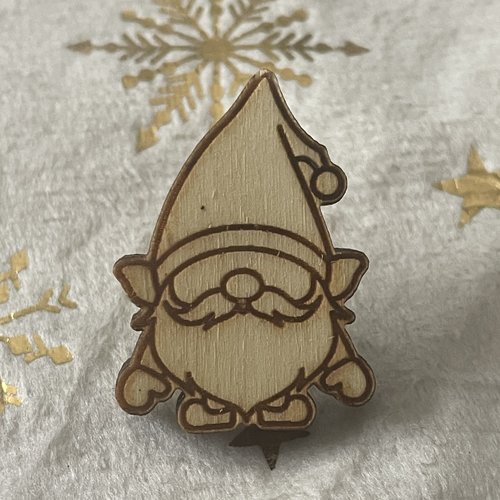 Pin's en bois - collection noël gnomes