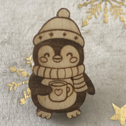 Pin's en bois - collection noël pingouin