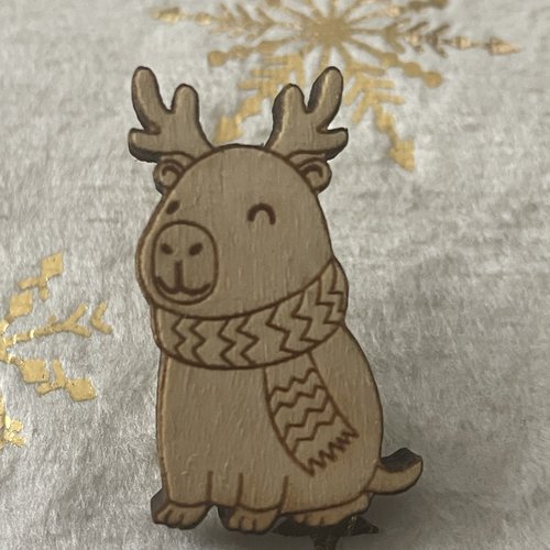 Pin's en bois - collection noël renne