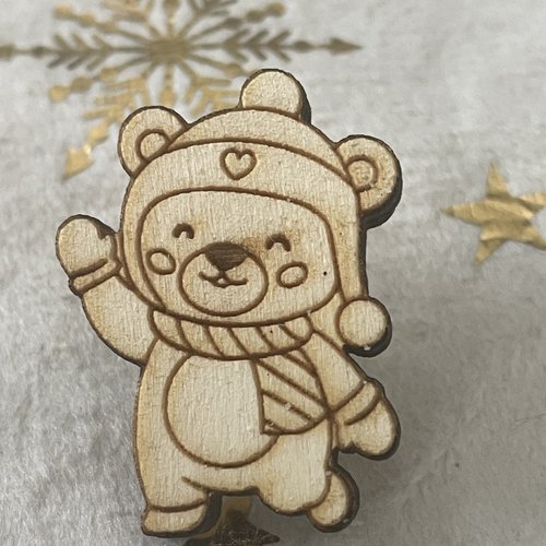 Pin's en bois - collection noël ourson