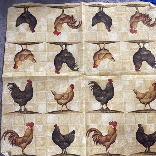 Serviette en papier poule et coq