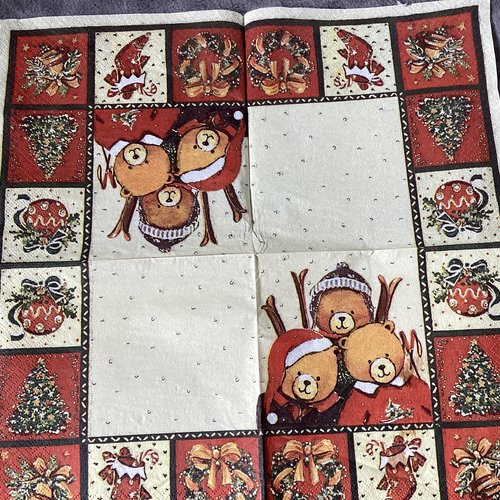 Serviette en papier ourson de noël