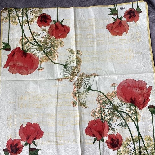 Serviette en papier coquelicots