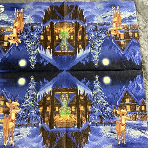 Serviette en papier village de noël
