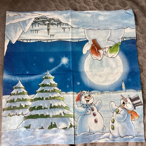 Serviette en papier bonhomme de neige