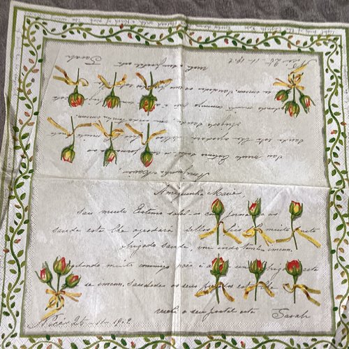 Serviette en papier boutons de rose