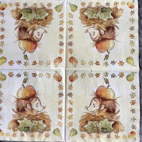 Serviette en papier hérisson