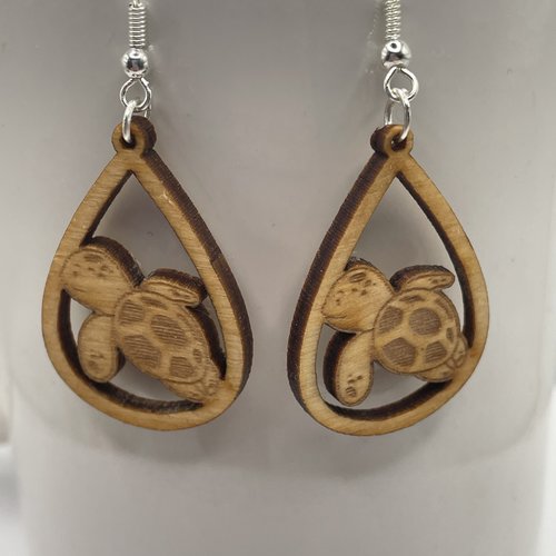 Boucles d’oreilles en bois tortue
