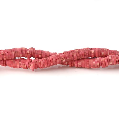 Enfilade perles heishi rose pastèque 6 mm trou 2,5 mm fimo bijoux surf mode