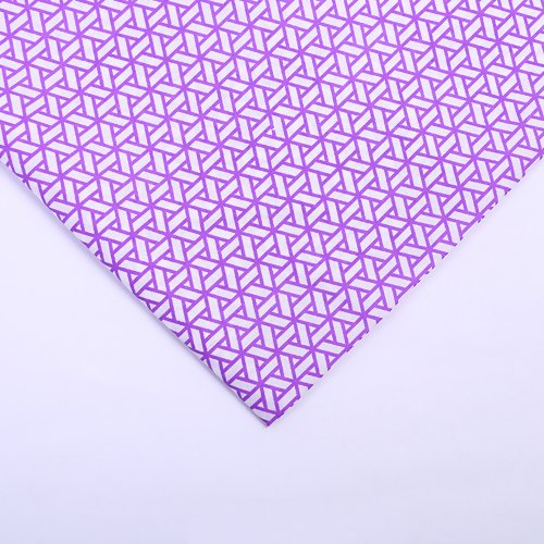 Coupon de tissu 70 cm x 100 cm polyester graphique géométrique violet et blanc