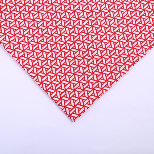 Coupon de tissu 70 cm x 100 cm polyester graphique géométrique rouge et blanc
