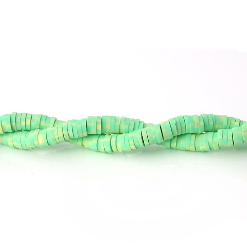 Enfilade perles heishi vert et jaune citron 5 mm trou 1, 9 mm fimo bijoux surf mode
