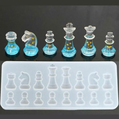 Moule en silicone pour résines pièces d'échecs jeu époxy échec 4 20, 5 cm x 8, 5 cm