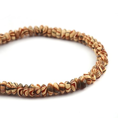 Lot perles en bois enfilade 8 mm trou 2, 3 mm rayer brun pastille cache noeud intercalaire