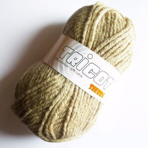Pelote laine fantaisie gris sable lin taupe aiguilles n° 4 5 acrylique tricot acrylique destockage  (0215) 