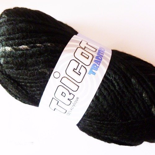 Pelote tricot tradition n°6 acrylique noir gros fil douce ne pique pas (004) destockage