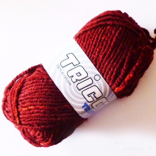 Pelote tricot tradition n°6 acrylique rouge orangé gros fil douce ne pique pas (008) destockage