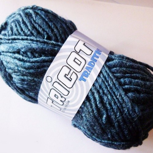 Pelote tricot tradition n°6 acrylique bleu gris anthracite gros fil douce ne pique pas (005) 