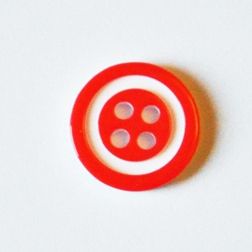 Petit bouton résine blanc et rouge 13 mm layette