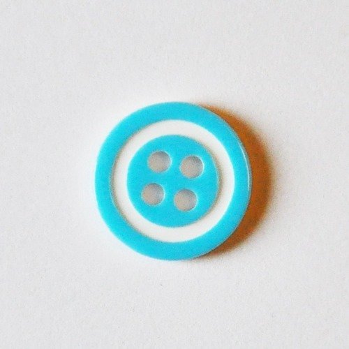 Petit bouton résine blanc et bleu 13 mm layette