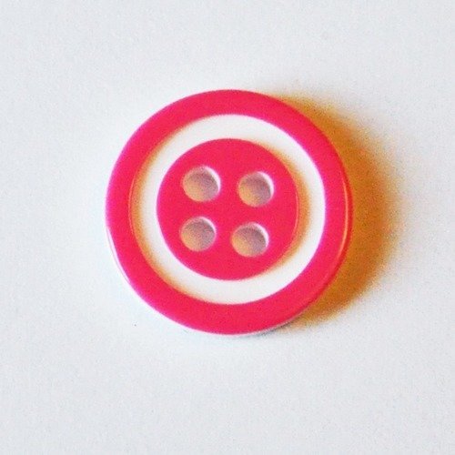Petit bouton résine blanc et rose 13 mm layette