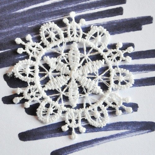 Applique en dentelle blanche motif flocon noel étoile hivers reine neige (m023) destockage