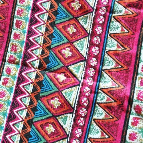 Tissu à motif vague wax africain coton et lin 95 x 70 cm ethnique original géométrique 