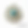 Connecteur lustre en forme d'attrape rêve turquoise et métal argenté 42 mm x 39 mm